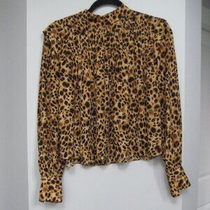 Babaton leopard print long sleeve blouse